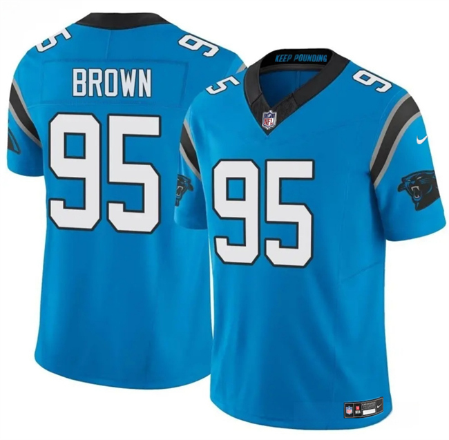 Men's Carolina Panthers #95 Derrick Brown Blue 2025 F.U.S.E. Vapor Limited Stitched Football Jersey