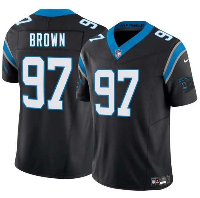 Men's Carolina Panthers #97 Bobby Brown Black 2025 F.U.S.E. Vapor Limited Stitched Football Jersey Men's Carolina Panthers #97 Bobby Brown Black 2025 F.U.S.E. Vapor Limited Stitched Football Jersey