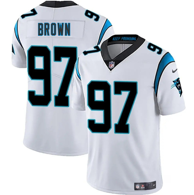 Men's Carolina Panthers #97 Bobby Brown White 2025 Vapor Limited Stitched Football Jersey