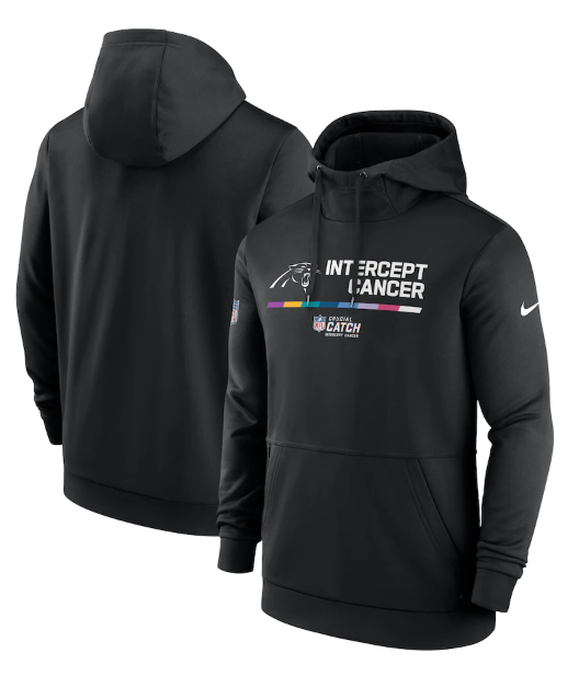 Men's Carolina Panthers 2022 Black Crucial Catch Therma Performance Pullover Hoodie