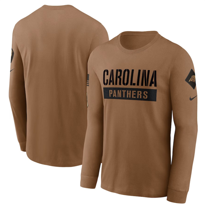 Men's Carolina Panthers 2023 Brown Salute To Service Long Sleeve T-Shirt Men's Carolina Panthers 2023 Brown Salute To Service Long Sleeve T-Shirt