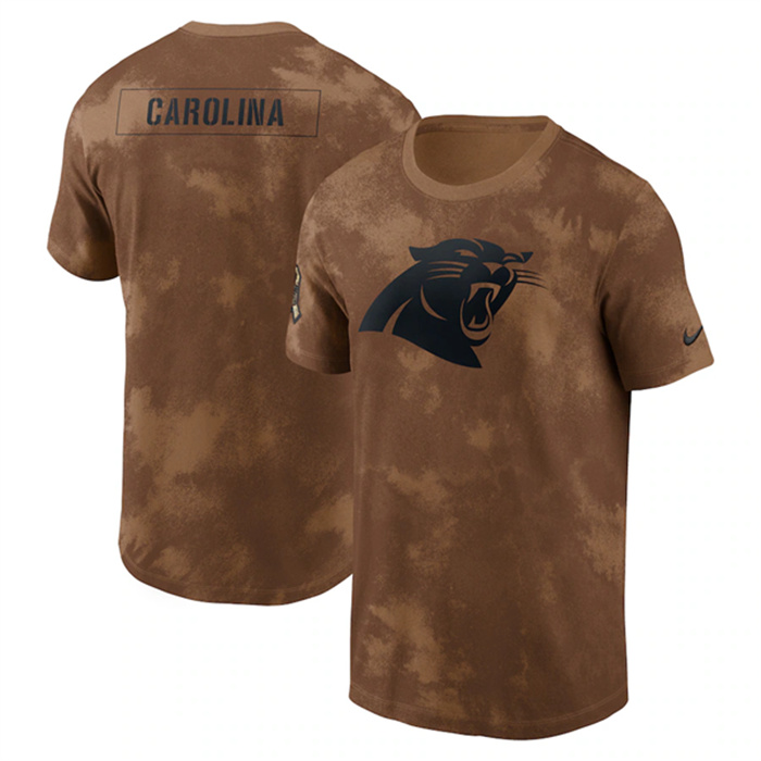 Men's Carolina Panthers 2023 Brown Salute To Service Sideline T-Shirt Men's Carolina Panthers 2023 Brown Salute To Service Sideline T-Shirt