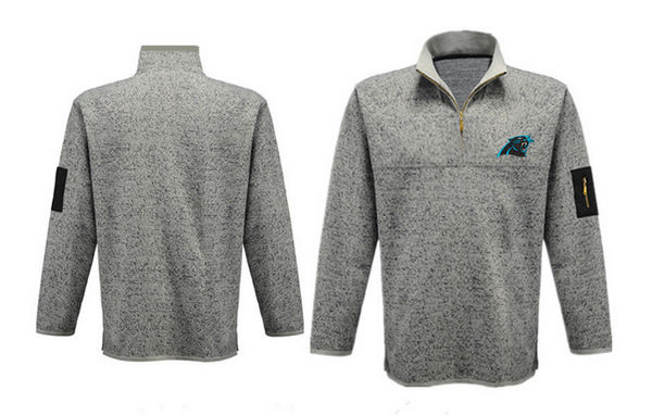 Men's Carolina Panthers Antigua Charcoal Fortune Sweater Knit Microfleece Quarter-Zip Pullover Jacket - Grey Men's Carolina Panthers Antigua Charcoal Fortune Sweater Knit Microfleece Quarter-Zip Pullover Jacket - Grey