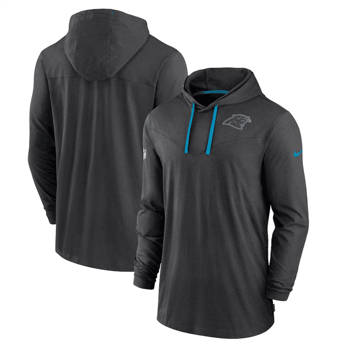 Men's Carolina Panthers Black Sideline Pop Performance Pullover Long Sleeve Hoodie T-Shirt Men's Carolina Panthers Black Sideline Pop Performance Pullover Long Sleeve Hoodie T-Shirt