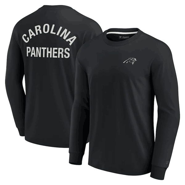 Men's Carolina Panthers Black Signature Unisex Super Soft Long Sleeve T-Shirt Men's Carolina Panthers Black Signature Unisex Super Soft Long Sleeve T-Shirt