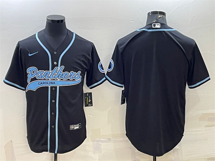 Men's Carolina Panthers Blank Black With Patch Cool Base Stitched Baseball Jersey Men's Carolina Panthers Blank Black With Patch Cool Base Stitched Baseball Jersey