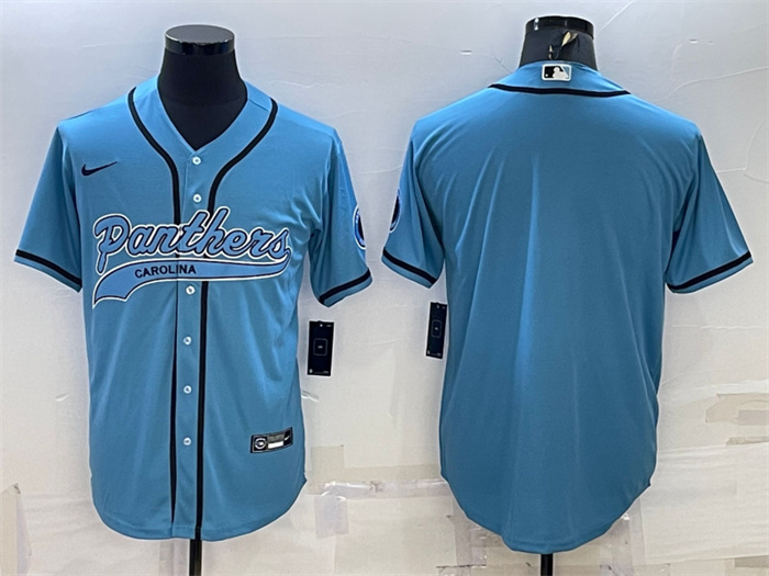 Men's Carolina Panthers Blank Blue With Patch Cool Base Stitched Baseball Jersey Men's Carolina Panthers Blank Blue With Patch Cool Base Stitched Baseball Jersey