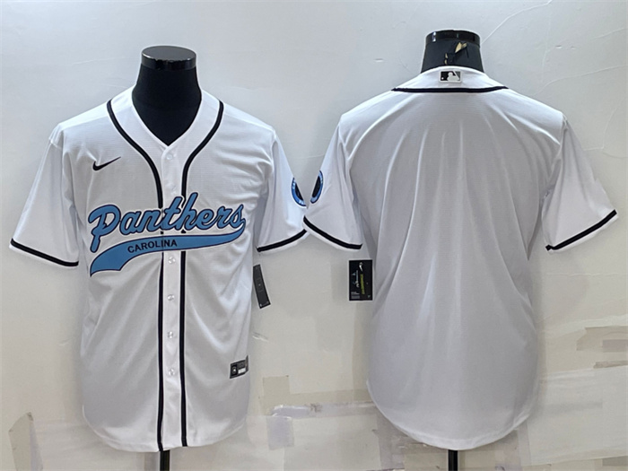 Men's Carolina Panthers Blank White With Patch Cool Base Stitched Baseball Jersey Men's Carolina Panthers Blank White With Patch Cool Base Stitched Baseball Jersey