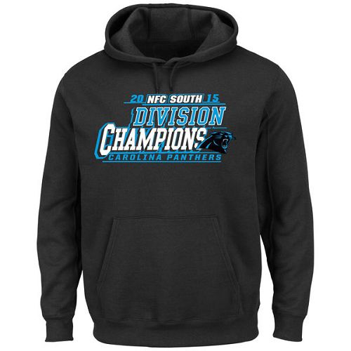 Men's Carolina Panthers Majestic Black 2015 NFC South Division Champions Pullover Hoodie Men's Carolina Panthers Majestic Black 2015 NFC South Division Champions Pullover Hoodie