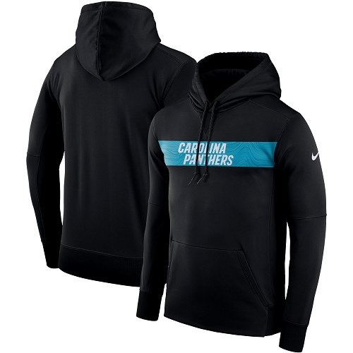 Men's Carolina Panthers Nike Black Sideline Team Performance Pullover Hoodie Men's Carolina Panthers Nike Black Sideline Team Performance Pullover Hoodie