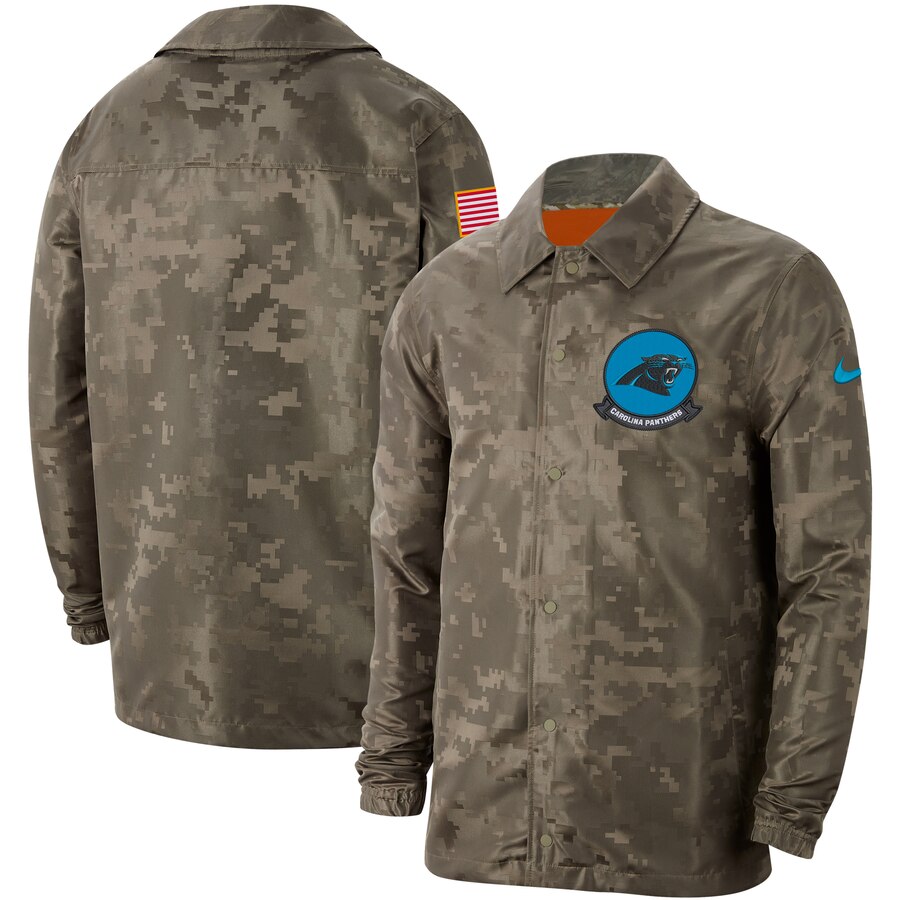 Men's Carolina Panthers Nike Camo 2019 Salute To Service Sideline Full Zip Lightweight Jacket