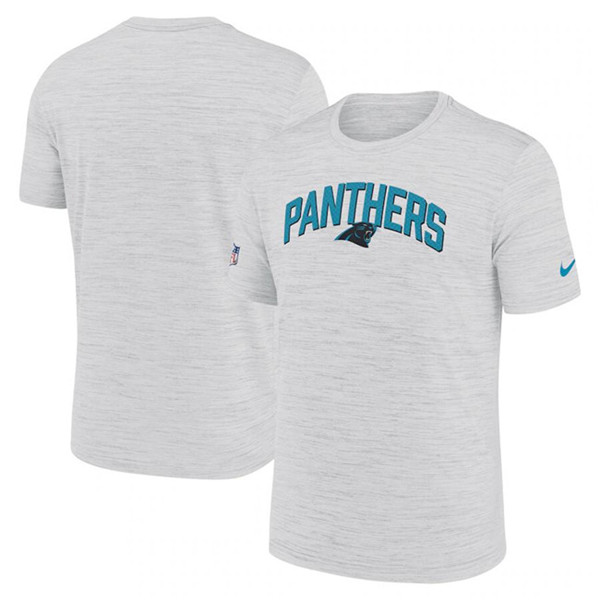 Men's Carolina Panthers White Sideline Velocity Stack Performance T-Shirt Men's Carolina Panthers White Sideline Velocity Stack Performance T-Shirt