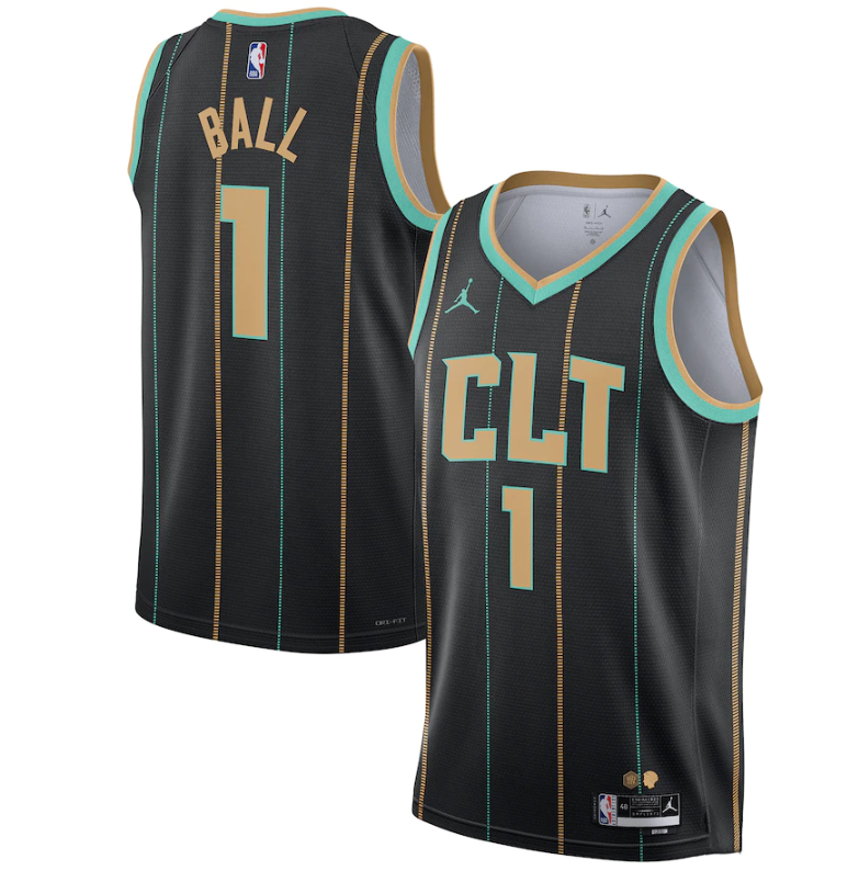 Men's Charlotte Hornets #1 LaMelo Ball 2022 2023 Black City Edition Stitched Basketball Jersey Men's Charlotte Hornets #1 LaMelo Ball 2022 2023 Black City Edition Stitched Basketball Jersey