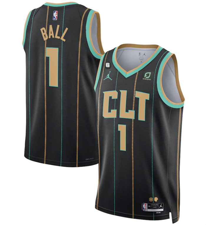 Men's Charlotte Hornets #1 LaMelo Ball Black 2022 23 City Edition No.6 Patch Stitched Basketball Jersey Men's Charlotte Hornets #1 LaMelo Ball Black 2022 23 City Edition No.6 Patch Stitched Basketball Jersey