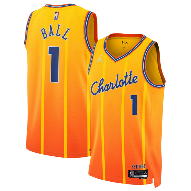 Men's Charlotte Hornets #1 LaMelo Ball Orange 2025 26 City Edition Stitched Basketball Jersey Men's Charlotte Hornets #1 LaMelo Ball Orange 2025 26 City Edition Stitched Basketball Jersey