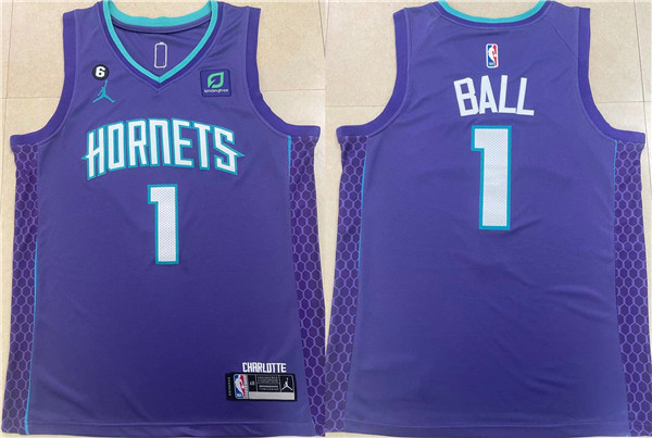 Men's Charlotte Hornets #1 LaMelo Ball Purple Stitched Basketball Jersey Men's Charlotte Hornets #1 LaMelo Ball Purple Stitched Basketball Jersey