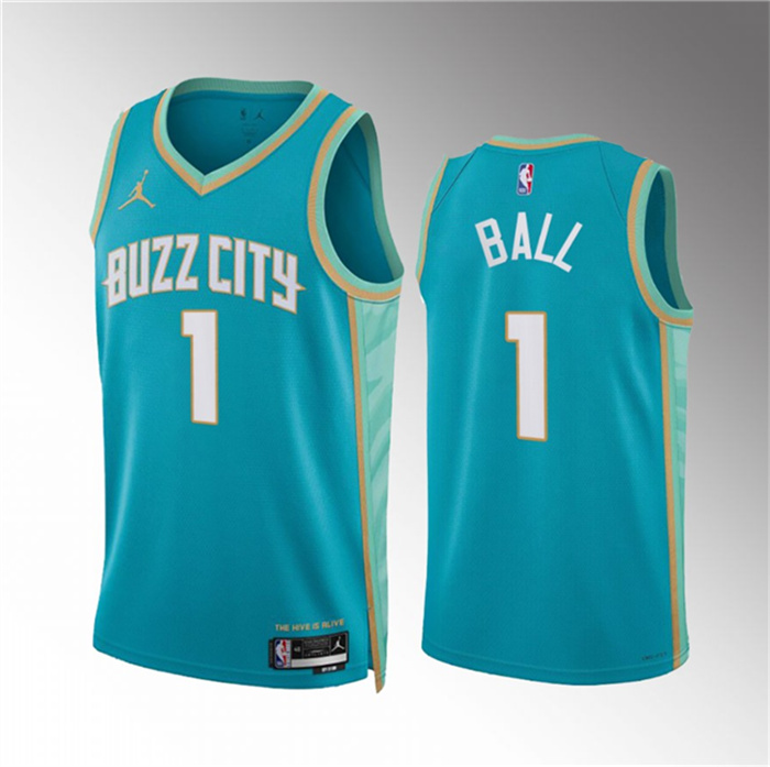 Men's Charlotte Hornets #1 LaMelo Ball Teal 2023 24 City Edition Stitched Basketball Jersey Men's Charlotte Hornets #1 LaMelo Ball Teal 2023 24 City Edition Stitched Basketball Jersey