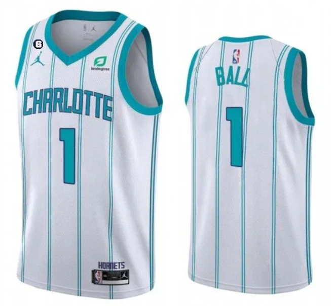 Men's Charlotte Hornets #1 LaMelo Ball White No.6 Patch Stitched Basketball Jersey Men's Charlotte Hornets #1 LaMelo Ball White No.6 Patch Stitched Basketball Jersey