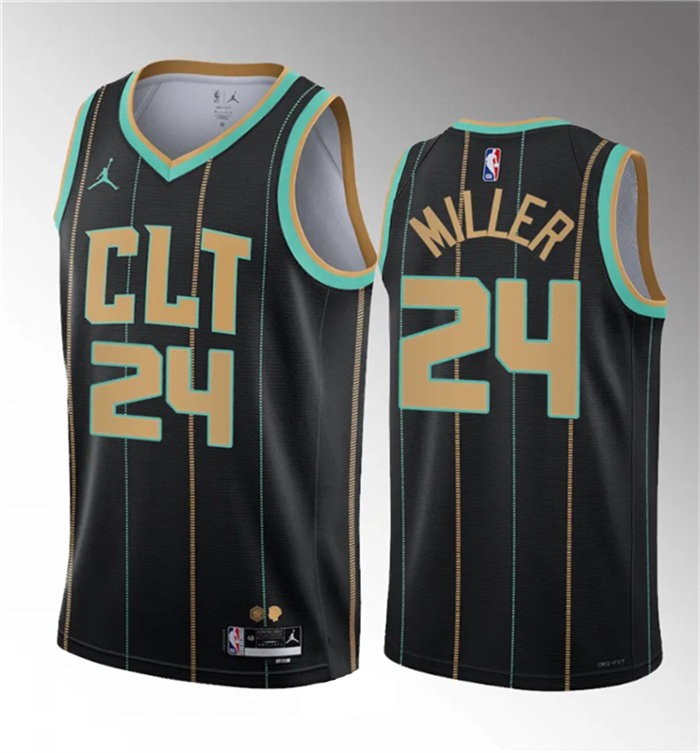 Men's Charlotte Hornets #24 Brandon Miller Black 2022 23 Draft City Edition Stitched Basketball Jersey Men's Charlotte Hornets #24 Brandon Miller Black 2022 23 Draft City Edition Stitched Basketball Jersey