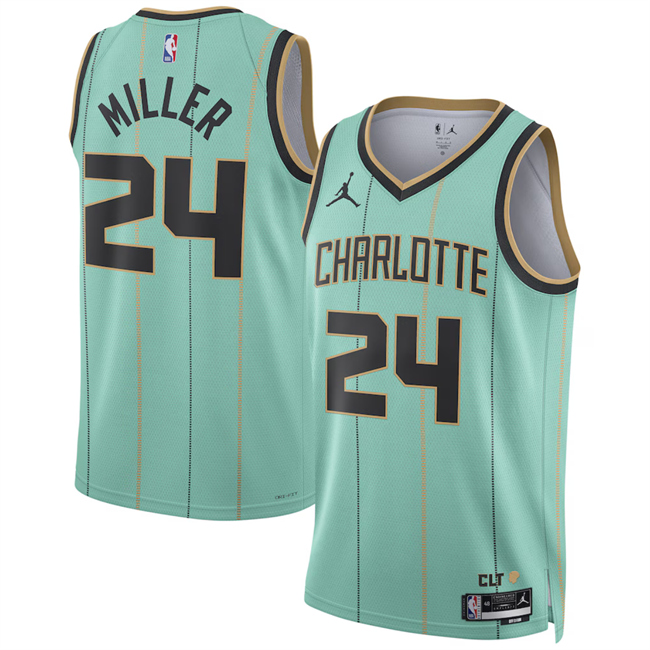Men's Charlotte Hornets #24 Brandon Miller Mint 2024 25 City Edition Stitched Basketball Jersey Men's Charlotte Hornets #24 Brandon Miller Mint 2024 25 City Edition Stitched Basketball Jersey