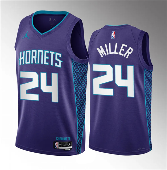 Men's Charlotte Hornets #24 Brandon Miller Purple 2022 23 Draft Statement Edition Stitched Basketball Jersey Men's Charlotte Hornets #24 Brandon Miller Purple 2022 23 Draft Statement Edition Stitched Basketball Jersey
