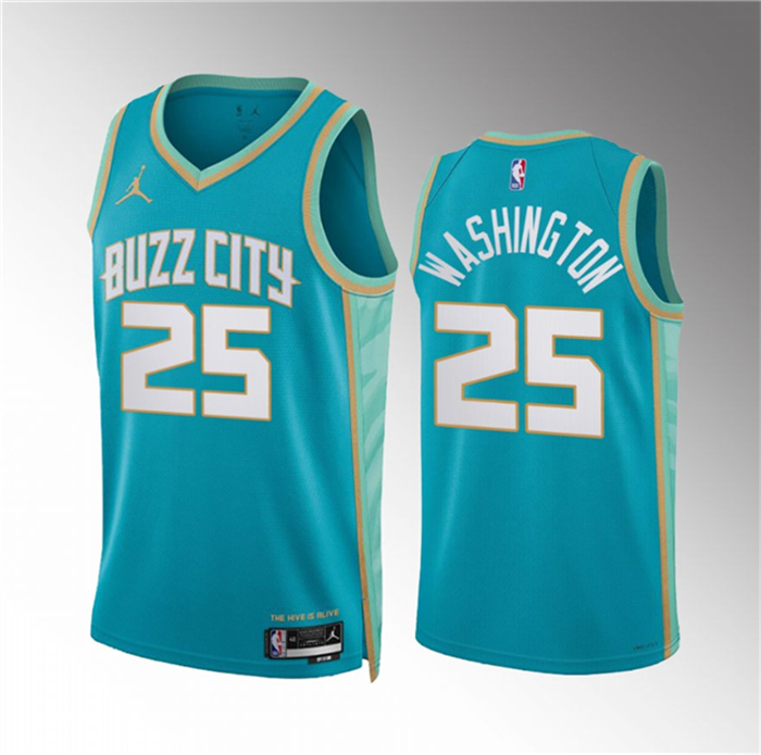 Men's Charlotte Hornets #25 P.J. Washington Teal 2023 24 City Edition Stitched Basketball Jersey Men's Charlotte Hornets #25 P.J. Washington Teal 2023 24 City Edition Stitched Basketball Jersey