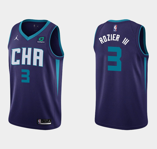 Men's Charlotte Hornets #3 Terry Rozier III Purple Stitched Basketball Jersey Men's Charlotte Hornets #3 Terry Rozier III Purple Stitched Basketball Jersey