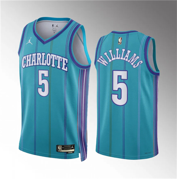 Men's Charlotte Hornets #5 Mark Williams Teal 2023 24 Classic Edition Stitched Basketball Jersey Men's Charlotte Hornets #5 Mark Williams Teal 2023 24 Classic Edition Stitched Basketball Jersey