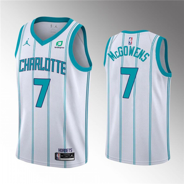 Men's Charlotte Hornets #7 Bryce McGowens White Stitched Basketball Jersey Men's Charlotte Hornets #7 Bryce McGowens White Stitched Basketball Jersey