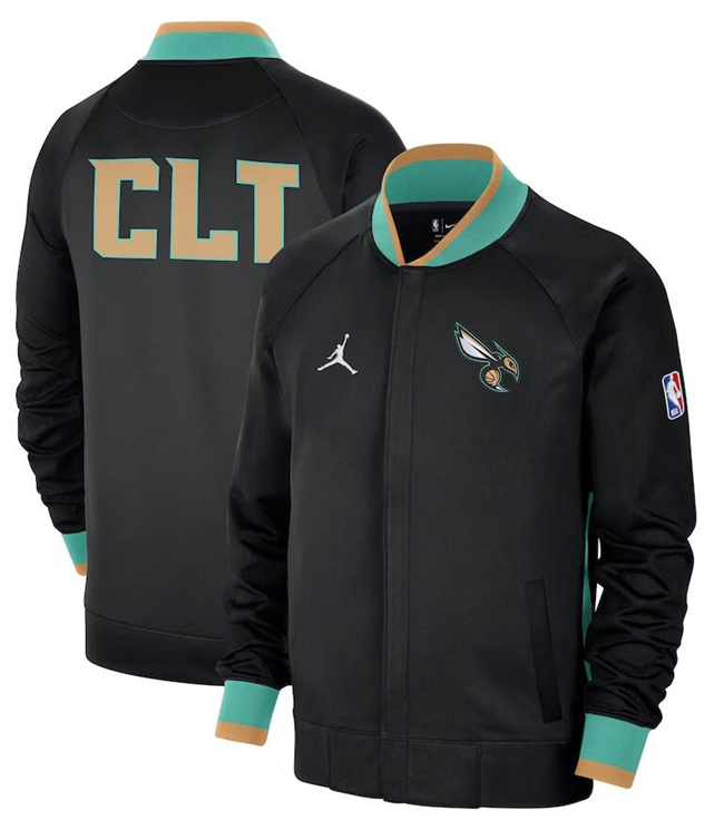 Men's Charlotte Hornets Black 2022 23 City Edition Full-Zip Jacket Men's Charlotte Hornets Black 2022 23 City Edition Full-Zip Jacket