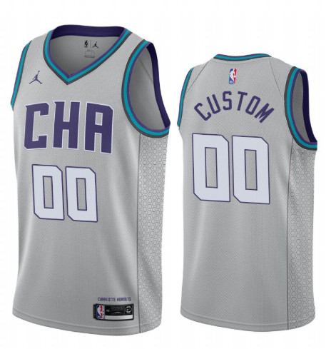 Men's Charlotte Hornets Custom Name Number Jersey 2019-20 Gray City Edition Men's Charlotte Hornets Custom Name Number Jersey 2019-20 Gray City Edition