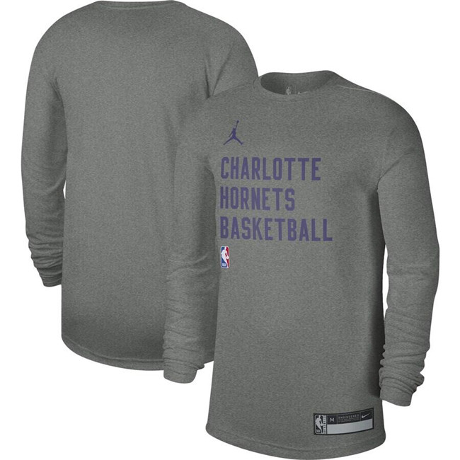 Men's Charlotte Hornets Heather Gray 2023 24 Legend On-Court Practice Long Sleeve T-Shirt Men's Charlotte Hornets Heather Gray 2023 24 Legend On-Court Practice Long Sleeve T-Shirt