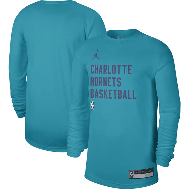 Men's Charlotte Hornets Teal 2023 24 Legend On-Court Practice Long Sleeve T-Shirt Men's Charlotte Hornets Teal 2023 24 Legend On-Court Practice Long Sleeve T-Shirt