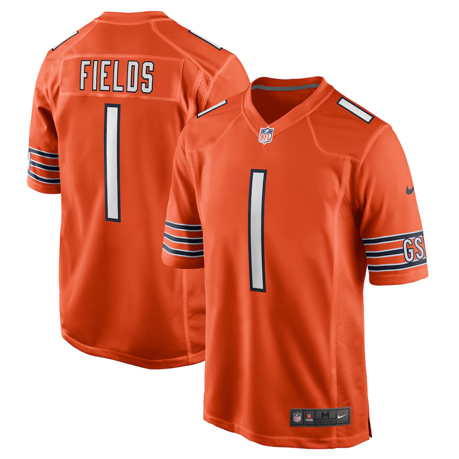 Men's Chicago Bears #1 Justin Fields Orange 2021 NFL Draft Vapor Limited Jersey Men's Chicago Bears #1 Justin Fields Orange 2021 NFL Draft Vapor Limited Jersey