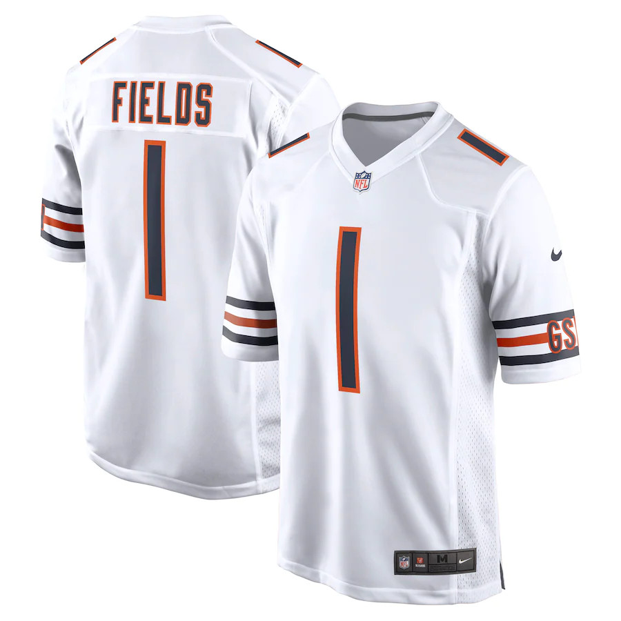 Men's Chicago Bears #1 Justin Fields White 2021 NFL Draft Vapor Limited Jersey Men's Chicago Bears #1 Justin Fields White 2021 NFL Draft Vapor Limited Jersey