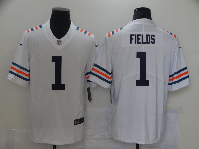Men's Chicago Bears #1 Justin Fields White 2021 Vapor Untouchable Stitched NFL Nike Alternate Classic Limited Jersey Men's Chicago Bears #1 Justin Fields White 2021 Vapor Untouchable Stitched NFL Nike Alternate Classic Limited Jersey