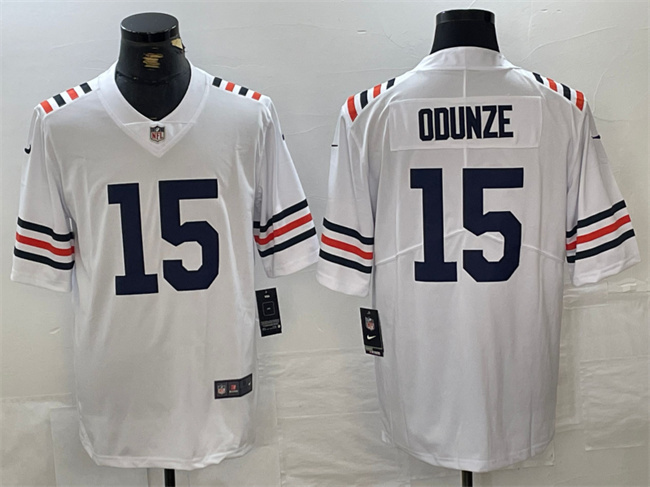 Men's Chicago Bears #15 Rome Odunze White 2024 Draft Vapor Stitched Football Jersey Men's Chicago Bears #15 Rome Odunze White 2024 Draft Vapor Stitched Football Jersey