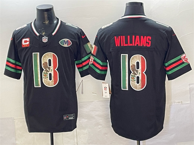 Men's Chicago Bears #18 Caleb Williams Black Mexico F.U.S.E. With 2-star C Patch And VMH Patch Throwback Stitched Football Jersey Men's Chicago Bears #18 Caleb Williams Black Mexico F.U.S.E. With 2-star C Patch And VMH Patch Throwback Stitched Football Jersey