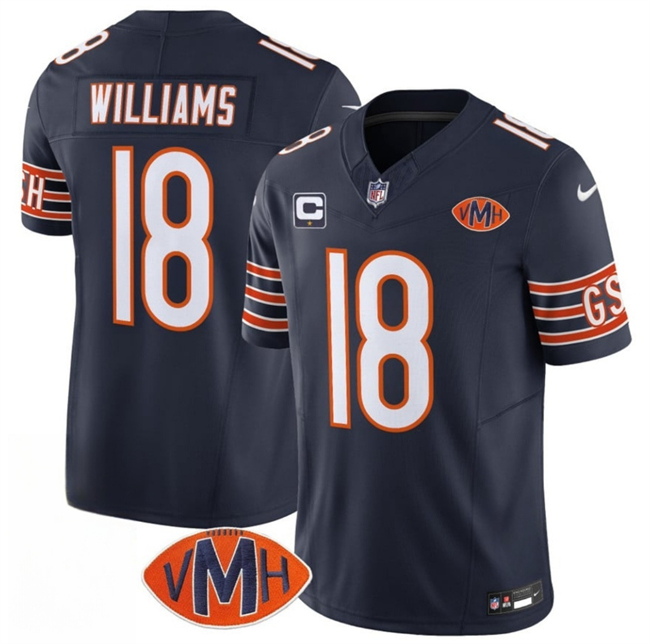 Men's Chicago Bears #18 Caleb Williams Navy 2025 F.U.S.E. With 1-Star C Patch And VMH Patch Vapor Untouchable Limited Stitched Football Jersey Men's Chicago Bears #18 Caleb Williams Navy 2025 F.U.S.E. With 1-Star C Patch And VMH Patch Vapor Untouchable Limited Stitched Football Jersey
