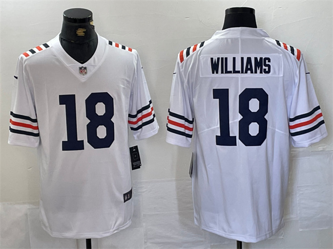 Men's Chicago Bears #18 Caleb Williams White 2024 Draft Vapor Stitched Football Jersey Men's Chicago Bears #18 Caleb Williams White 2024 Draft Vapor Stitched Football Jersey