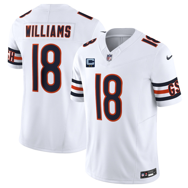 Men's Chicago Bears #18 Caleb Williams White 2025 F.U.S.E. With 2-Star C Patch Vapor Untouchable Limited Stitched Football Jersey Men's Chicago Bears #18 Caleb Williams White 2025 F.U.S.E. With 2-Star C Patch Vapor Untouchable Limited Stitched Football Jersey