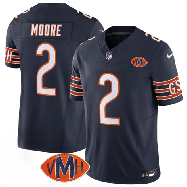Men's Chicago Bears #2 D.J. Moore Navy 2025 F.U.S.E. With VMH Patch Vapor Untouchable Limited Stitched Football Jersey