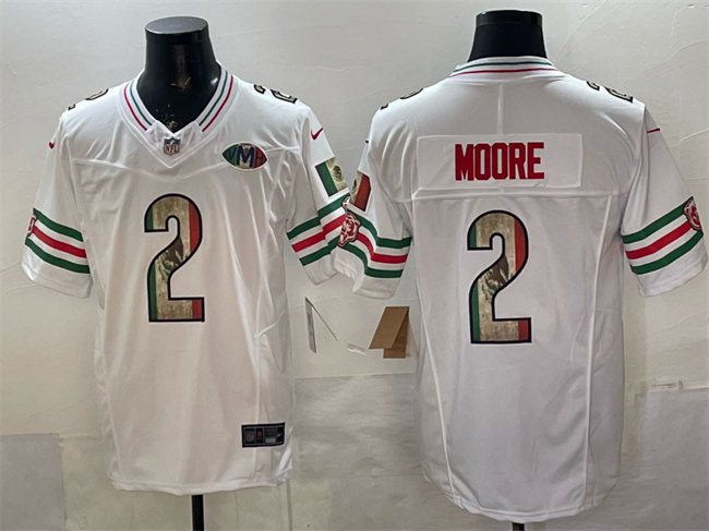 Men's Chicago Bears #2 D.J. Moore White Mexico F.U.S.E. With VMH Patch Stitched Football Jersey Men's Chicago Bears #2 D.J. Moore White Mexico F.U.S.E. With VMH Patch Stitched Football Jersey