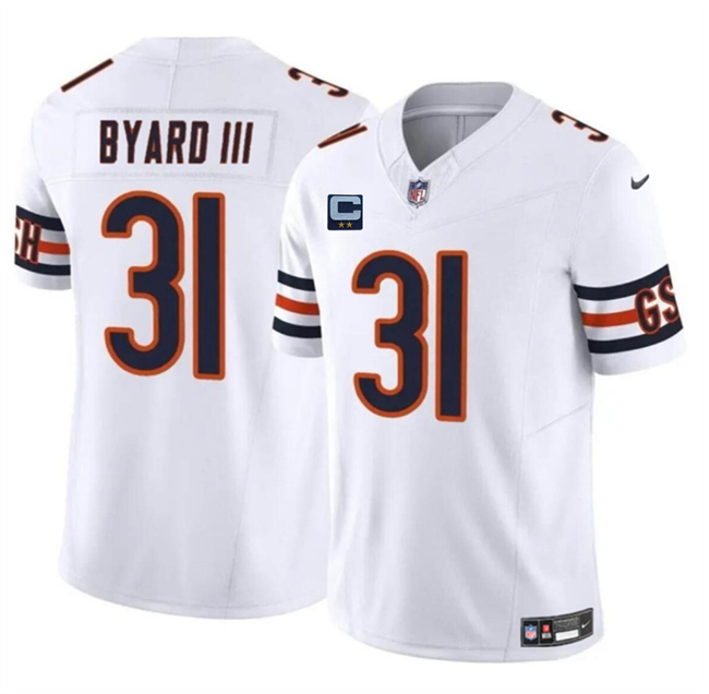 Men's Chicago Bears #31 Kevin Byard III White 2025 F.U.S.E. With 2-Star C Patch Vapor Untouchable Limited Stitched Football Jersey Men's Chicago Bears #31 Kevin Byard III White 2025 F.U.S.E. With 2-Star C Patch Vapor Untouchable Limited Stitched Football Jersey