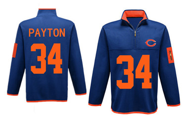 Men's Chicago Bears #34 Payton Antigua Charcoal Fortune Sweater Knit Microfleece Quarter-Zip Pullover Jacket
