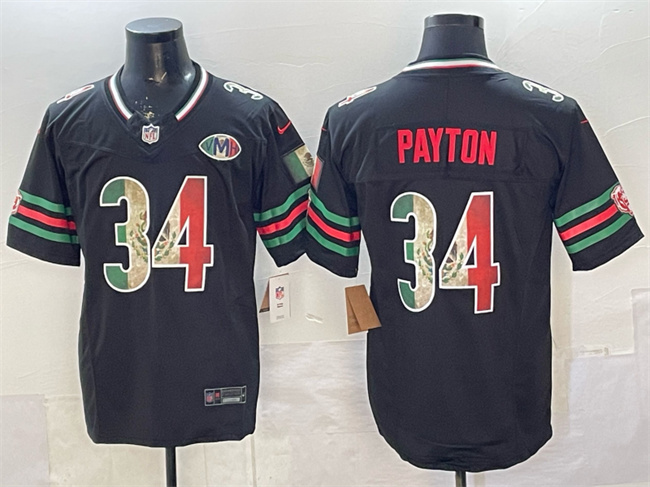 Men's Chicago Bears #34 Walter Payton Black Mexico F.U.S.E. With VMH Patch Stitched Football Jersey Men's Chicago Bears #34 Walter Payton Black Mexico F.U.S.E. With VMH Patch Stitched Football Jersey