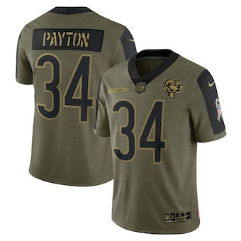 Men's Chicago Bears #34 Walter Payton Nike Olive 2021 Salute To Service Retired Player Limited Jersey Men's Chicago Bears #34 Walter Payton Nike Olive 2021 Salute To Service Retired Player Limited Jersey