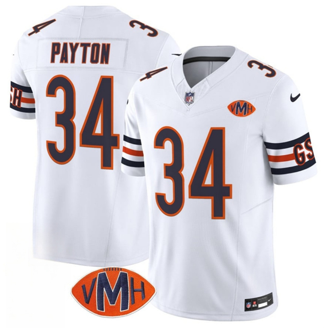 Men's Chicago Bears #34 Walter Payton White 2025 F.U.S.E. With VMH Patch Vapor Untouchable Limited Stitched Football Jersey