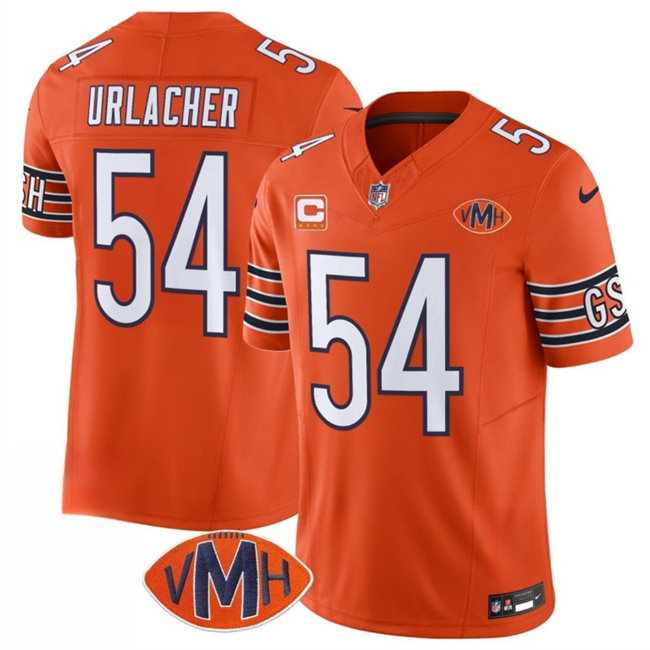 Men's Chicago Bears #54 Brian Urlacher Orange 2025 F.U.S.E. With 4-Star C Patch VMH Patch Vapor Untouchable Limited Stitched Football Jersey Men's Chicago Bears #54 Brian Urlacher Orange 2025 F.U.S.E. With 4-Star C Patch VMH Patch Vapor Untouchable Limited Stitched Football Jersey
