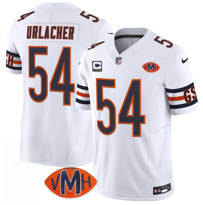 Men's Chicago Bears #54 Brian Urlacher White 2025 F.U.S.E. With 4-Star C Patch VMH Patch Vapor Untouchable Limited Stitched Football Jersey Men's Chicago Bears #54 Brian Urlacher White 2025 F.U.S.E. With 4-Star C Patch VMH Patch Vapor Untouchable Limited Stitched Football Jersey